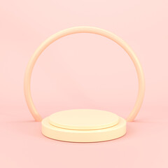 Empty stage with pink background, 3d rendering.