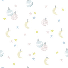Seamless pattern. Christmas Decor. Can be used as background, packaging paper, cover, fabric and etc.
