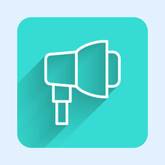 Fototapeta premium White line Studio light bulb in softbox icon isolated with long shadow. Shadow reflection design. Green square button. Vector