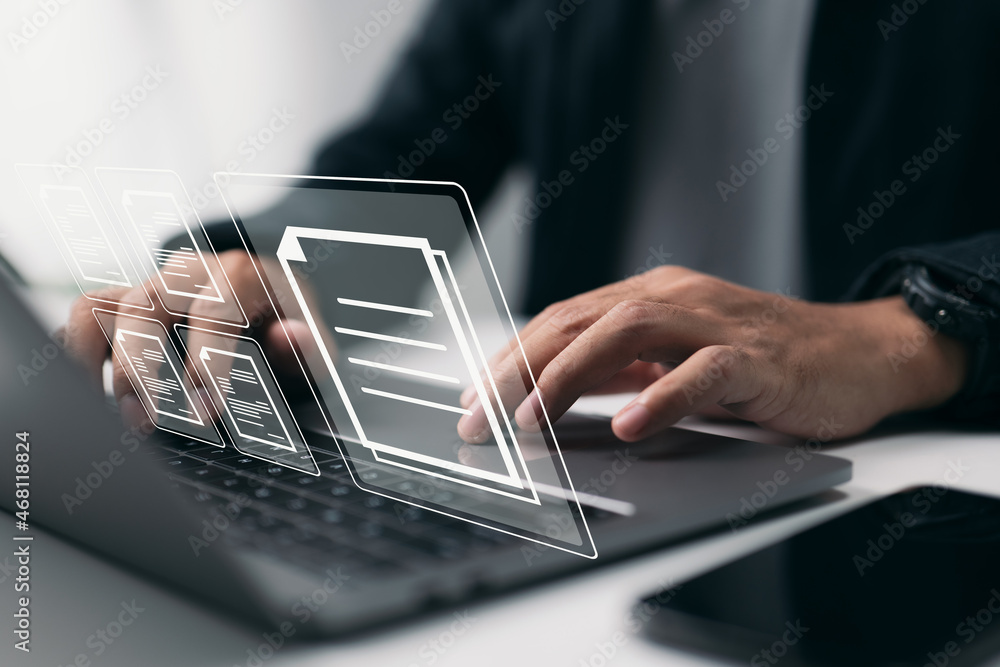 Poster Online documentation database, document management concept