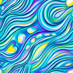 Blue sea wave seamless print, Silk ribbon background