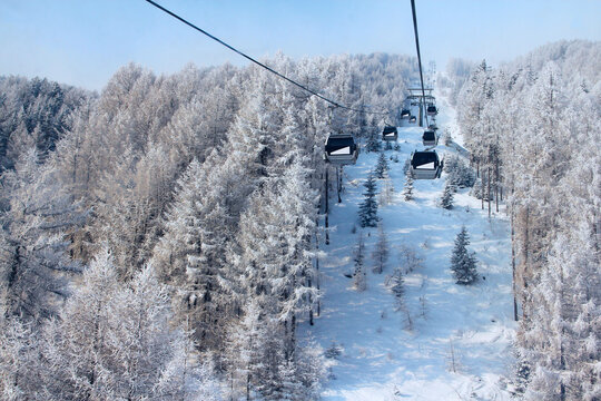 Mountain ski resort chair lift
