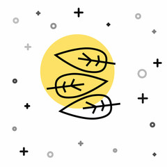 Black line Leaf icon isolated on white background. Leaves sign. Fresh natural product symbol. Random dynamic shapes. Vector