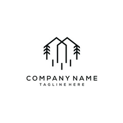 Fototapeta premium Farm Tree House Logo Concept With Simple Line Design Vector Arrow Style