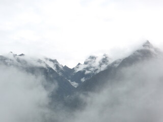 Fototapeta na wymiar Misty mountains in Peru.