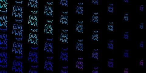 Dark Pink, Blue vector background with woman symbols.