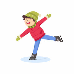 Kid character skates. Winter holiday activities - 468122497