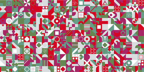 Simple banner of decorative patterns colored geometric composition flat style