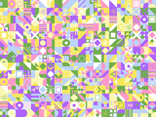 Simple banner of decorative patterns colored geometric composition flat style