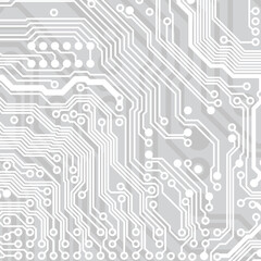 Circuit board background. Technological concept design, light background, space for text, copy space. Electronic computer technology, digital chip, analog circuit. Banner, presentation. Vector