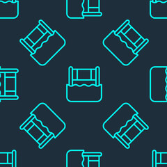 Green line Water volleyball net icon isolated seamless pattern on blue background. Vector