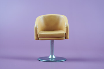 Set of trendy Brown chairs on purple background
