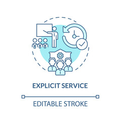Explicit service blue concept icon. Observable features of product. Facilitate goods. Operations management abstract idea thin line illustration. Vector isolated outline color drawing. Editable stroke