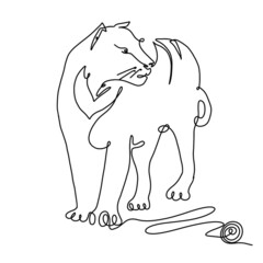 One line tiger  isolated on white. Print for card, tshirt, textile, fabric