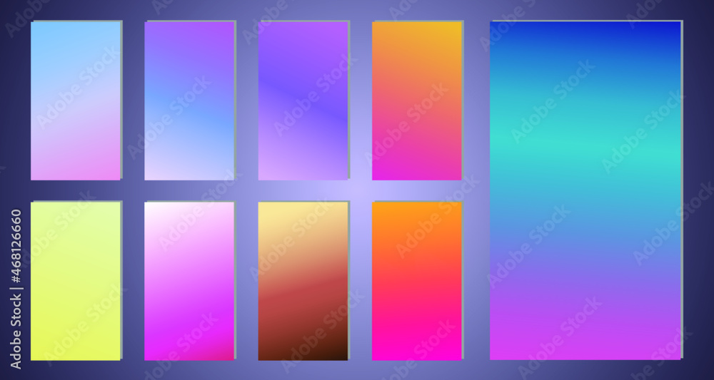 Poster set of modern abstract backgrounds with gradient linear waves. simply geometric template for design