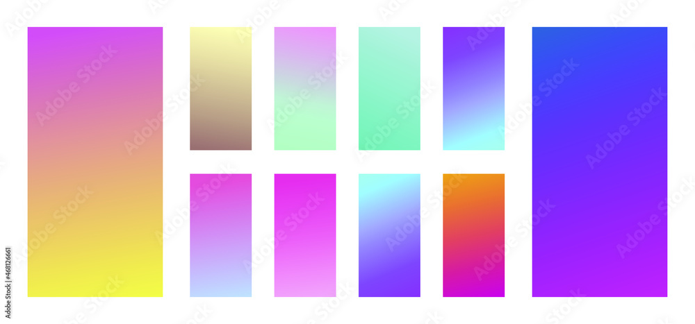 Poster set of modern abstract backgrounds with gradient linear waves. simply geometric template for design
