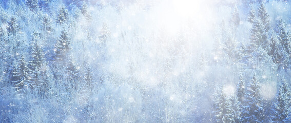 winter background snowfall trees abstract blurred white