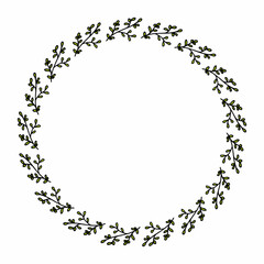 Round frame with positive green branches on white background. Vector image.