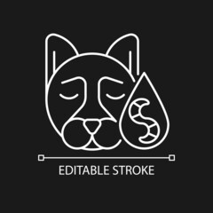 Roundworms white linear icon for dark theme. Intestinal pet parasites. Stomach parasitic infections. Thin line customizable illustration. Isolated vector contour symbol for night mode. Editable stroke