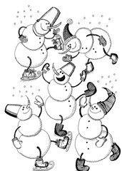 Christmas snowmen dancing