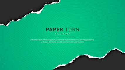 Modern Abstract Green Paper Ripped Design In Black Background Template
