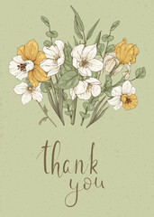 Thank you. Vector card with a bouquet