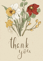 Thank you. Vector card with a bouquet