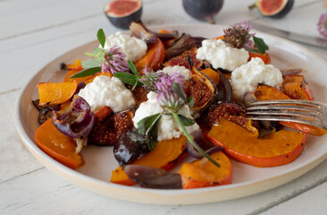 Fitness meal with pumpkin and figs