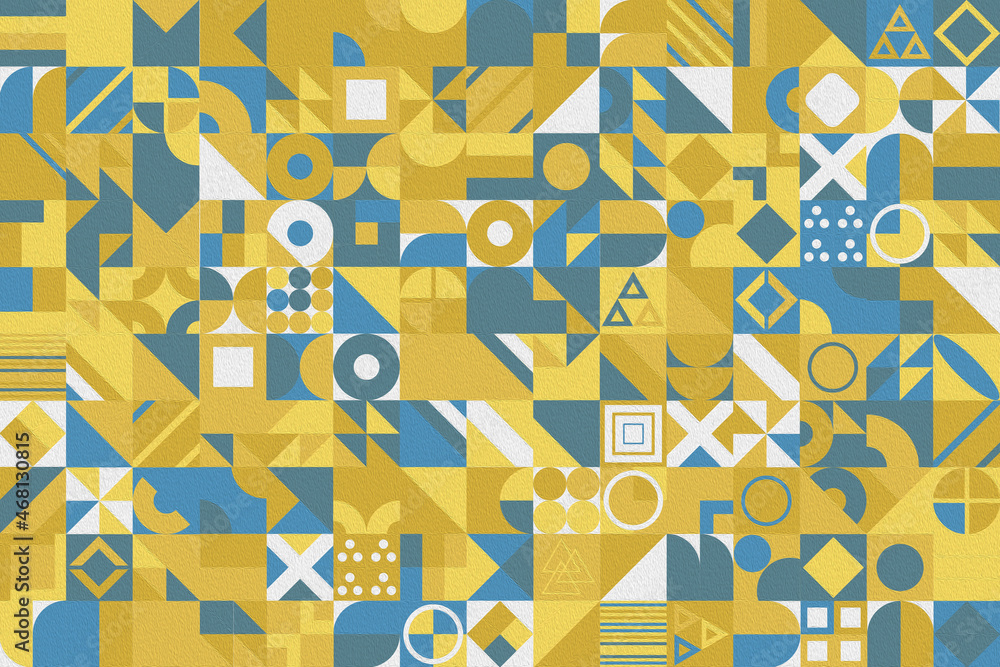 Poster abstract multicolored geometric pattern. different geometric figures background. flat minimal style.