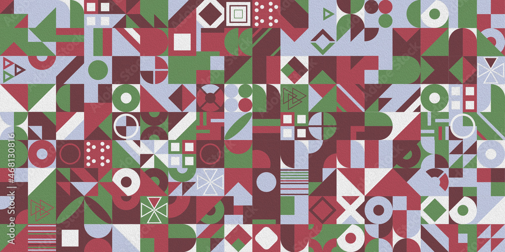 Poster abstract multicolored geometric pattern. different geometric figures background. flat minimal style.