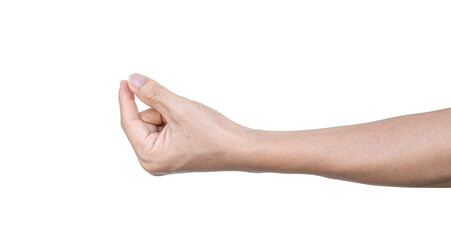 Man hand to hold something, Isolated on white background with clipping path.