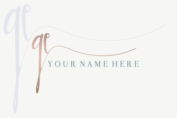 GE monogram logo.Calligraphic signature icon.Letter g and letter e.Lettering sign isolated on light fund.Wedding, fashion, beauty alphabet initials.Elegant handwritten, script style.