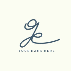 GE monogram logo.Calligraphic signature icon.Letter g and letter e.Lettering sign isolated on light fund.Wedding, fashion, beauty alphabet initials.Elegant handwritten, script style.