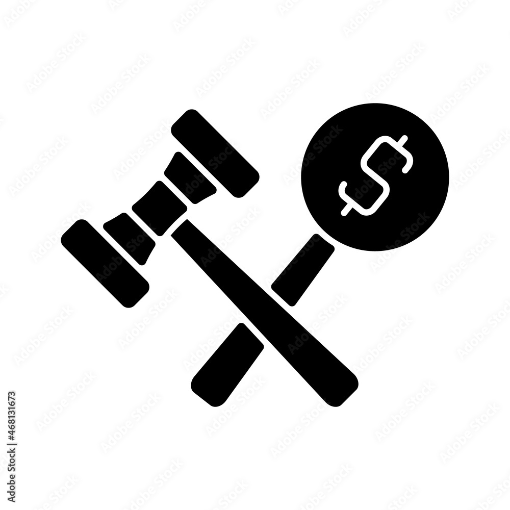 Canvas Prints Auction black glyph icon. Competitive bidding for item. Bargaining for property and antique. Selling and buying. Public sales. Silhouette symbol on white space. Vector isolated illustration