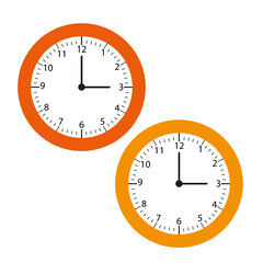 Big orange and yellow clocks
