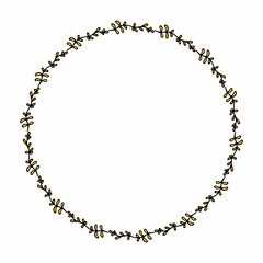 Naklejka premium Round frame with positive yellow branches on white background. Vector image.