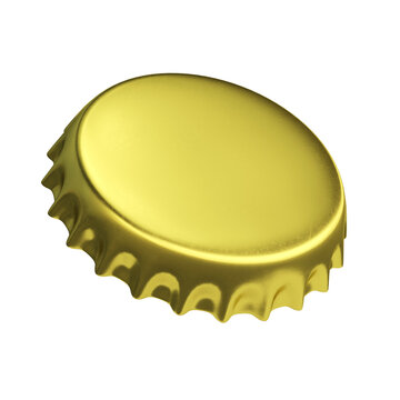Golden bottle cap isolated on white background 3d rendering