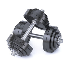 Dumbbell weights isolated on white background 3d rendering