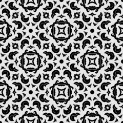 Black and white pattern ornament shape. Simple seamless abstract background