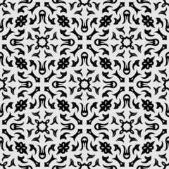 Black and white pattern ornament shape. Simple seamless abstract background