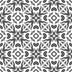 Black and white pattern ornament shape. Simple seamless abstract background