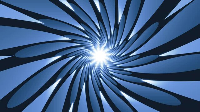 Blue Abstract Floral Spiral Vortex Tunnel Background Looped Animation