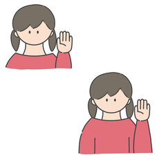 Obraz premium 挙手_女の子