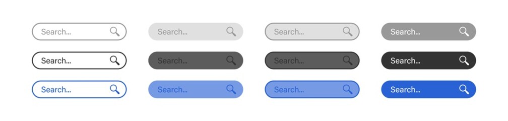 Obraz premium Search bar set icon. Button for UI. Magnifier isolated on white background. Web vector