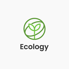 Ecology logo design. Green Plant with Globe or Earth Planet, for Environmental and Ecosystem logo design inspiration