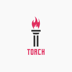 Simple Torch logo design. Combination logo design of Pillar and Fire