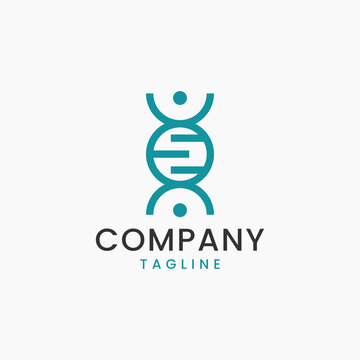 Simple dna or genetic logo design. Gene icon vector logo design. combination logo of cell with human symbol