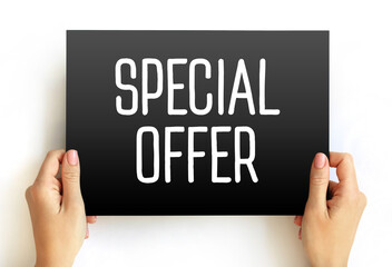 SPECIAL OFFER text on card, concept background