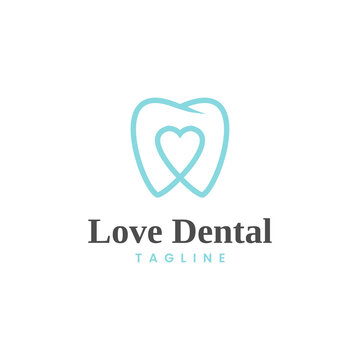Dental health care logo design. Modern logo with a combination of love and teeth icons, perfect for dental clinic logo designs and dentist specialists