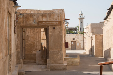 Al Wakrah ,Qatar -02/01/2020  : New souk waterfront promenade with his traditional houses and mosque